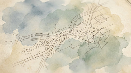 Morandi watercolor blueprint